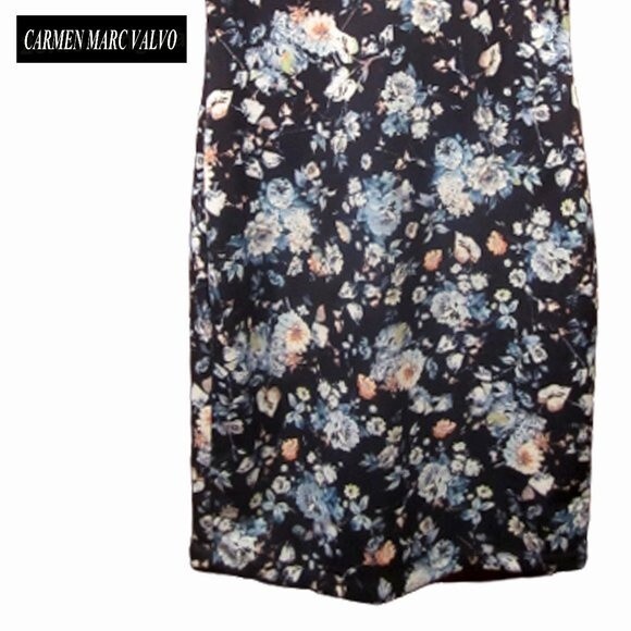 Carmen Marc Valvo NEW GISELLE NIGHT Roses Low Back Pencil Dress S - Picture 4 of 11